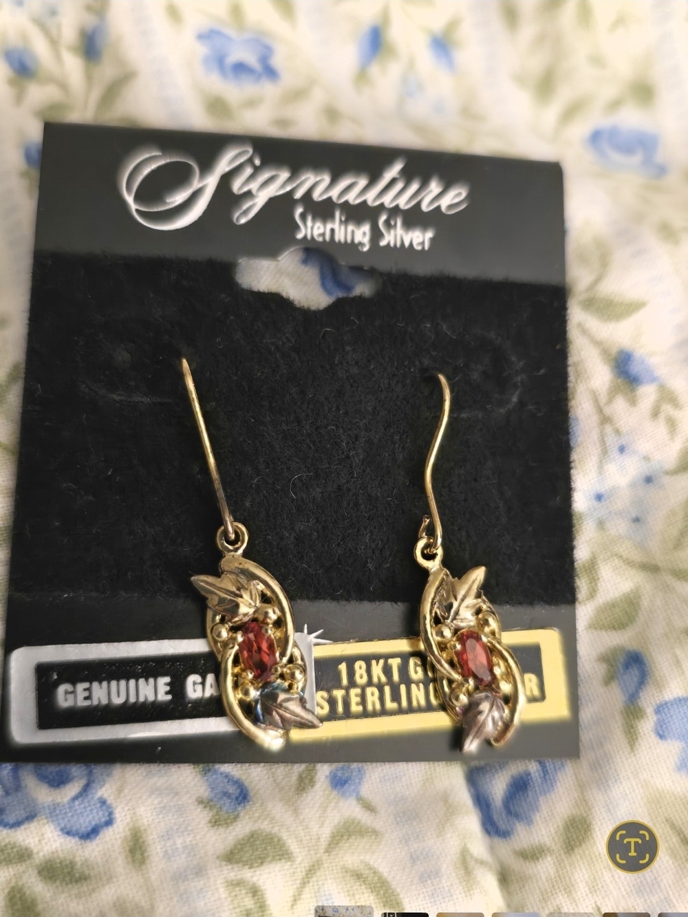 Signature Gold-Tone Drop Earrings with Red Accent Stones